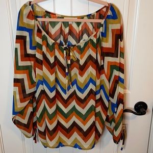 Umgee 1XL Chevron sheer blouse